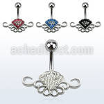 mcd449 surgical steel belly banana with a lower tribal design