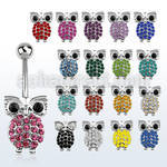 mcd451 316l steel belly banana with lower crystal owl end