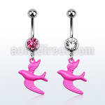 mcd454 belly banana w a dangling crystal studded baby elephant