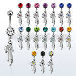 mcd464 316l steel belly banana w jewel ball dangling parrot