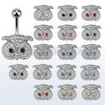 mcd466 belly banana, 14g (1.6mm) with lower crystal owl face