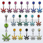 mcd473 316l steel belly banana with crystal marijuana leaf