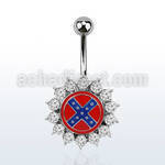 mcd505 316l steel belly banana with confederate w crystals