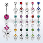 mcd508 316l steel belly banana w jewel ball dangling flower