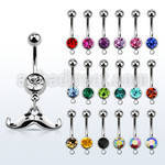 mcd517 steel belly banana w dangling up turned mustache design
