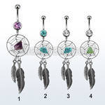 mcd525 belly banana w a dangling crystal dreamcatcher