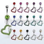 mcd527 steel belly banana w dangling crystal studded heart