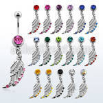 mcd568 316l steel belly banana with bird wing w crystal