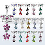 mcd570 316l steel belly banana with butterfly crystal flowers