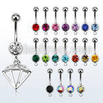 mcd575 316l steel belly banana w jewel ball dangling diamond