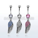 mcd607 316l steel belly banana w dangling bird wing