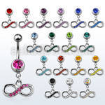 mcd617 316l steel belly banana w crystal infinity symbol dangle