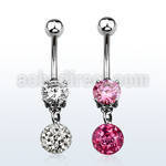 mcd625 316l steel belly banana w prong cz ferido ball