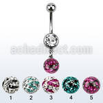 mcd626c belly banana w a dangling zebra multi crystal ball