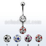mcd626xa 316l steel belly banana w 2 jewel ball dotted ball