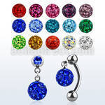 mcd627 316l steel belly banana w dangling ferido balls