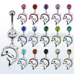 mcd672 belly banana w a dangling crystal studded dolphin 