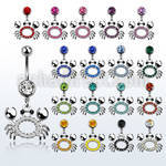 mcd679 steel belly banana with a dangling crystal studded crab