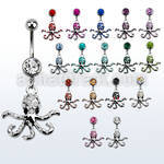 mcd681 steel belly banana w a dangling crystal studded octopus