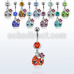 mcd687 316l steel belly banana a dangling girly skull design