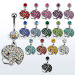 mcd690 belly banana w a dangling crystal studded baby elephant
