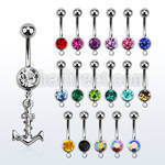 mcd699 316l steel belly banana a dangling plain anchor w rope