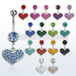 mcd705 steel belly banana, w dangling crystal studded heart