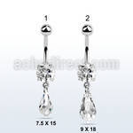 mcd712 steel belly banana w a long drop shaped crystal