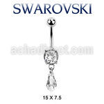 mcd713 steel belly banana w a long tear drop swarovski crystal