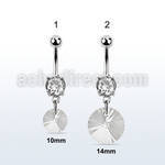mcd717 steel belly banana w a dangling round crystal