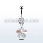 mcd719 steel belly banana w a dangling flower shaped crystal