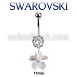 mcd720 steel belly banana w a dangling flower swarovski crystal