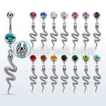 mcd728 steel belly banana w dangling snake w crystal eyes