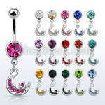 mcd734 steel belly banana w dangling moon w crystals