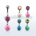 mcd754 steel belly banana w dangling 8mm synthetic opal ball