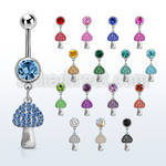 mcd764 steel belly banana w dangling crystal studded mushroom 
