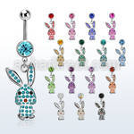 mcd766 steel belly banana w dangling crystal studded rabbit 