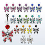 mcdbut7 316l steel belly banana with crystal butterfly
