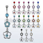mcdcfd 316l steel belly banana with 2 crystal flowers