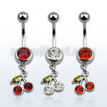 mcdchz steel belly banana w a dangling crystal cherry design