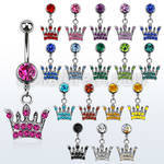 mcdcr4 316l steel belly banana with jewel ball dangling crown
