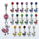 mcddk2 316l steel belly banana with jewel ball crystal duck