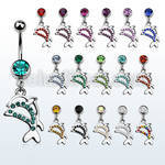 mcddp17 316l steel belly banana with crystal studded dolphin