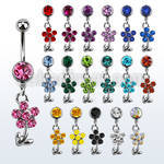 mcdfl15 316l steel belly banana with jewel ball crystal flower