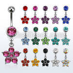 mcdflc20 steel belly banana, w dangling crystal flower w 5 petals