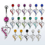 mcdhrc2 316l steel belly banana with 1 side crystal heart