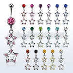 mcdsar6 steel belly banana w dangling double crystal stars