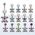 mcdsk4 316l steel belly banana with jewel ball crystal skull