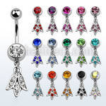 mcdtu1 316l steel belly banana with crystal tulip flower