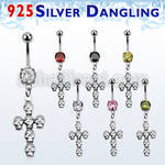 mcdvd11 belly banana w dangling silver cross formed by skull